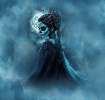 Preview: Luna de Catrina - French Terry - Panel 2m